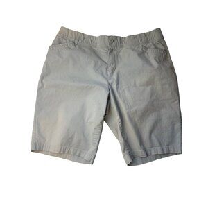 CJ Banks Womens Beige Elastic Waist Shorts Bermuda ‎ Size 18W Cotton Blend